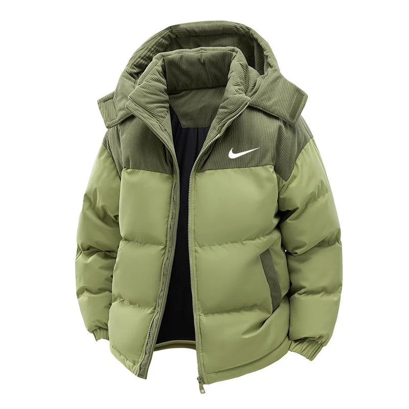 NK - Chaqueta cálida y gruesa para hombre con capucha desmontable
