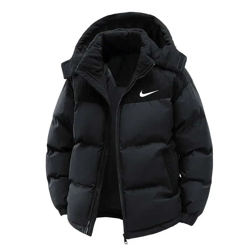 NK - Chaqueta cálida y gruesa para hombre con capucha desmontable
