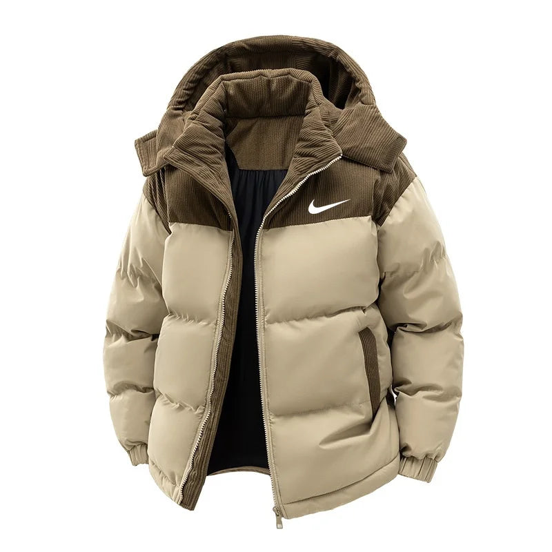 NK - Chaqueta cálida y gruesa para hombre con capucha desmontable
